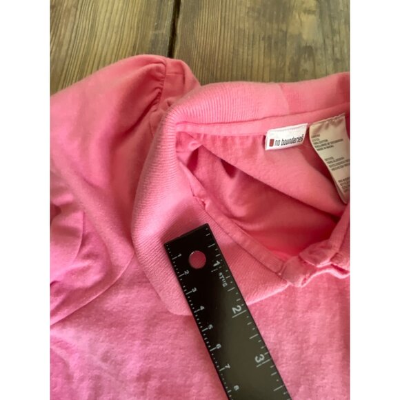 Y2K No Boundaries Polo Shirt Juniors L(11-12) Pink Fitted Heart Embroidery - Picture 7 of 7